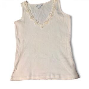 Dress Barn Cream Lace Trim Tank Top